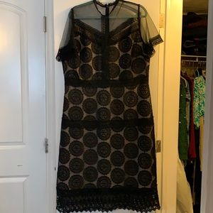 Chelsea 28 black and nude crochet dress